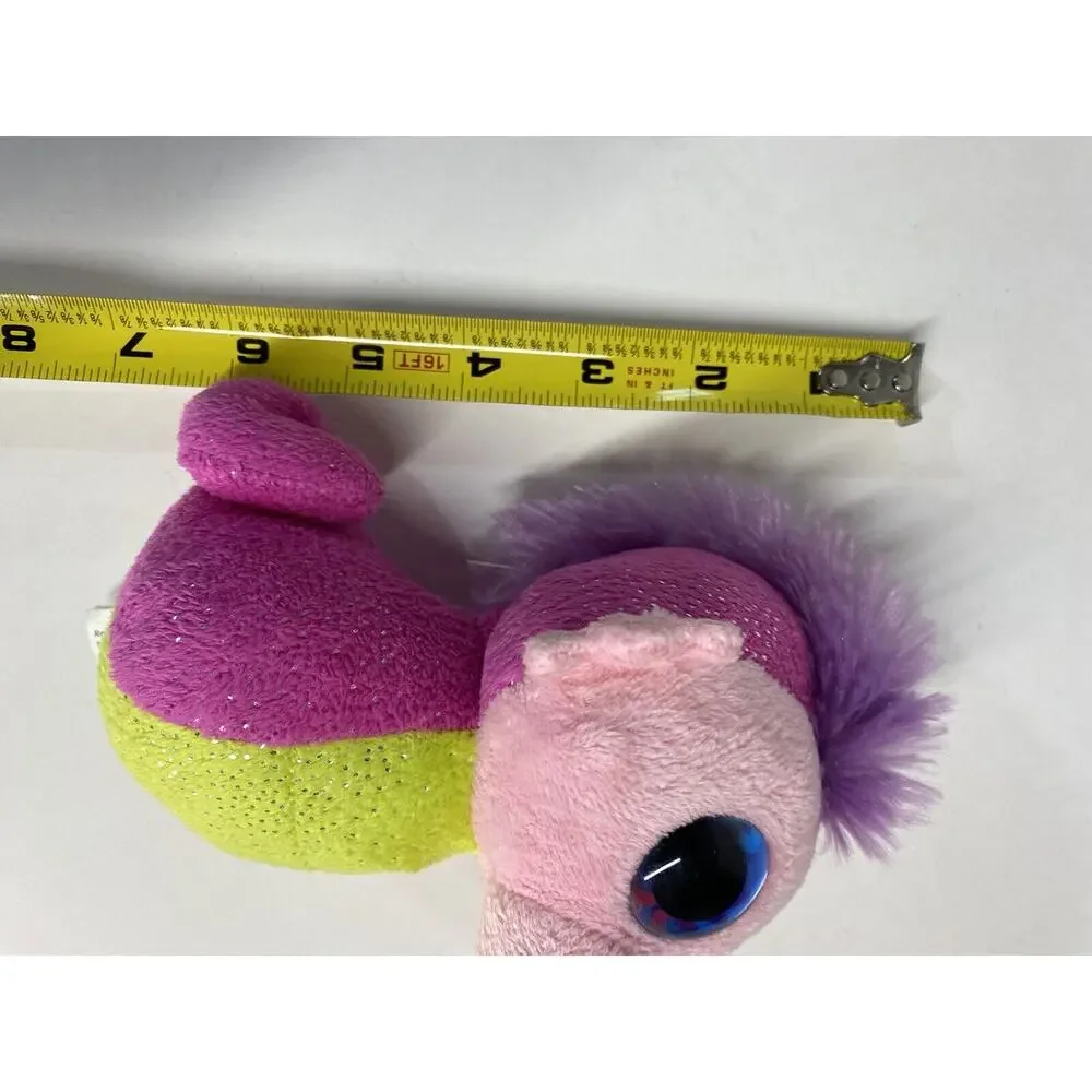 Wild Republic Sparkle Seahorse Plush Pink Green Beanbag 6.5 Inch